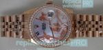 Replica Rolex Datejust White Maple Leaf Flower Dial Rose Gold Case Watch